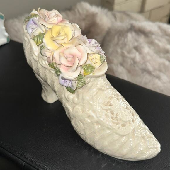 Collectible Decorative Heeled Shoe Bootie Florals - Picture 1 of 8